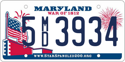 MD license plate 5MD3934