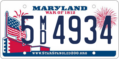 MD license plate 5MD4934