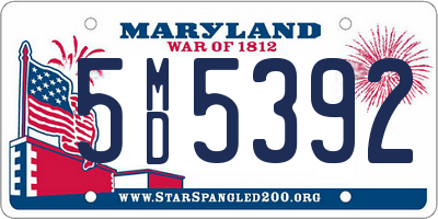 MD license plate 5MD5392