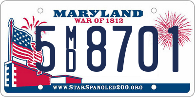 MD license plate 5MD8701