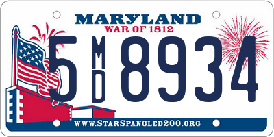 MD license plate 5MD8934