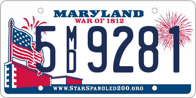 MD license plate 5MD9281