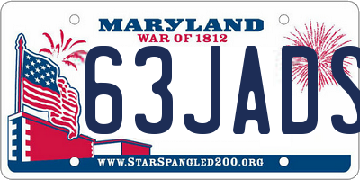 MD license plate 63JADSE