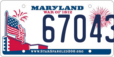 MD license plate 67043