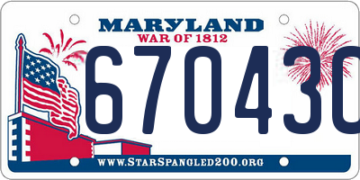 MD license plate 67043CE