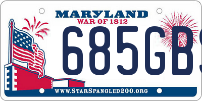 MD license plate 685GBS