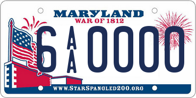 MD license plate 6AA0000