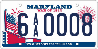 MD license plate 6AA0008