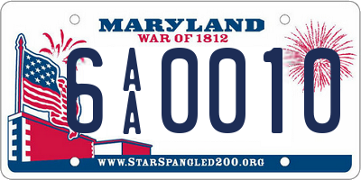 MD license plate 6AA0010