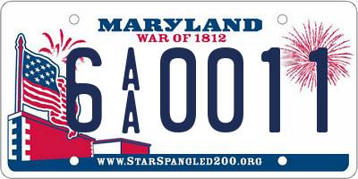 MD license plate 6AA0011