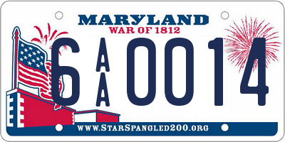 MD license plate 6AA0014