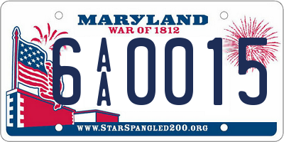 MD license plate 6AA0015