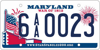 MD license plate 6AA0023