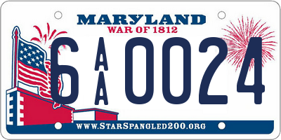 MD license plate 6AA0024