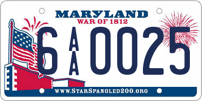 MD license plate 6AA0025