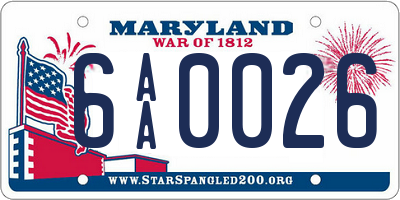 MD license plate 6AA0026