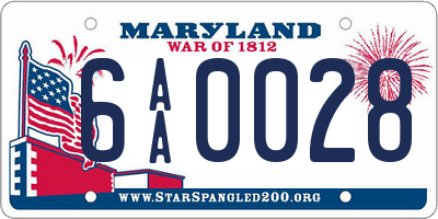 MD license plate 6AA0028