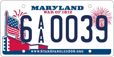 MD license plate 6AA0039