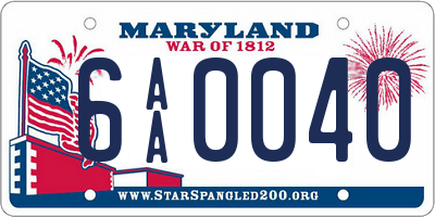 MD license plate 6AA0040