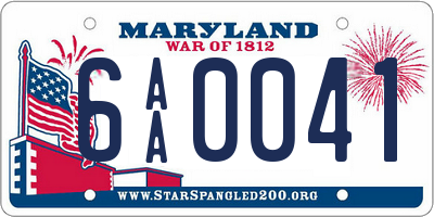 MD license plate 6AA0041