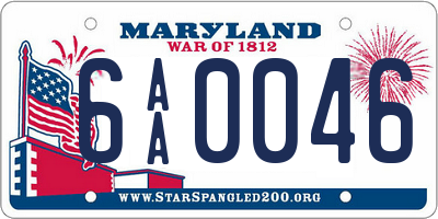 MD license plate 6AA0046