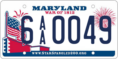 MD license plate 6AA0049