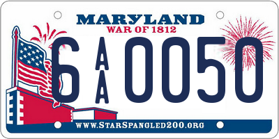 MD license plate 6AA0050