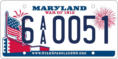 MD license plate 6AA0051