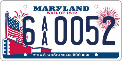 MD license plate 6AA0052