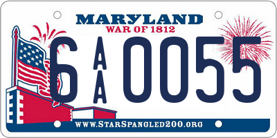 MD license plate 6AA0055