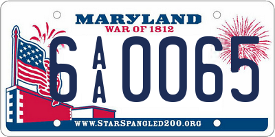 MD license plate 6AA0065