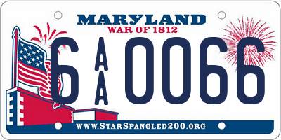 MD license plate 6AA0066