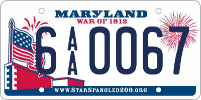 MD license plate 6AA0067