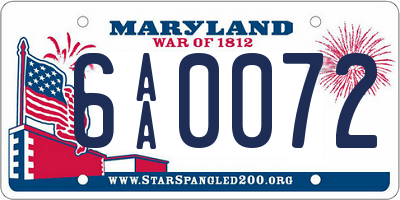 MD license plate 6AA0072