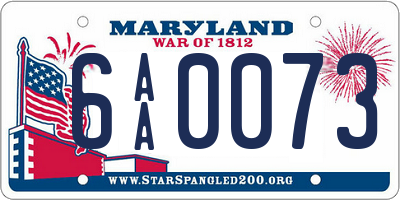 MD license plate 6AA0073