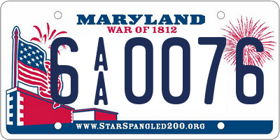 MD license plate 6AA0076