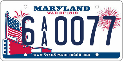 MD license plate 6AA0077