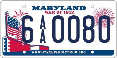 MD license plate 6AA0080