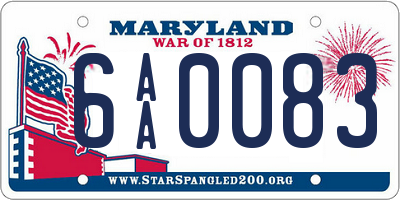 MD license plate 6AA0083