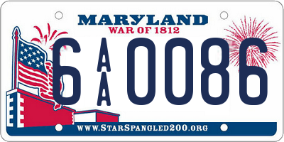 MD license plate 6AA0086