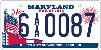 MD license plate 6AA0087