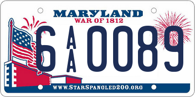 MD license plate 6AA0089