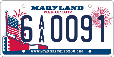 MD license plate 6AA0091