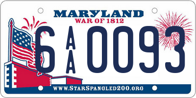 MD license plate 6AA0093