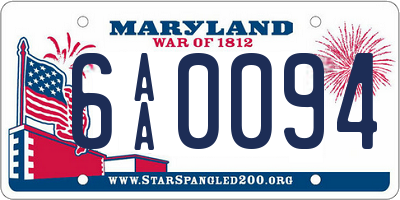 MD license plate 6AA0094