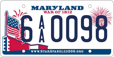 MD license plate 6AA0098