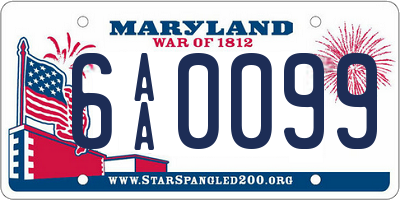 MD license plate 6AA0099