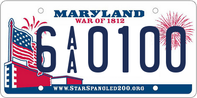 MD license plate 6AA0100