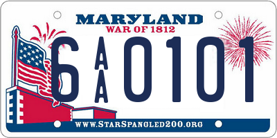 MD license plate 6AA0101