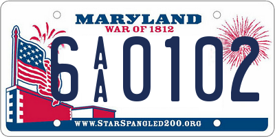 MD license plate 6AA0102
